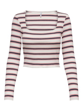 T-Shirt Donna Squareneck Stripe blu rosa fronte