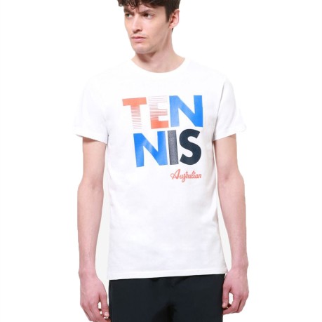 T-Shirt Tennis Uomo Cotone bianco fronte