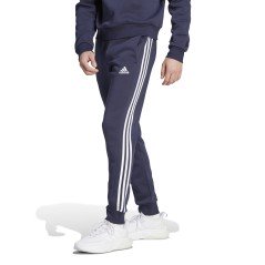 Pantaloni essentials fleece 3-stripes tapered cuff modello fronte