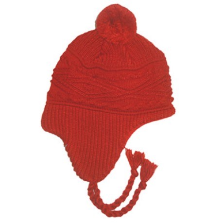 Bonnet de laine Polartec Marini Silvano copriorecchi avec des pom-poms et des tresses
