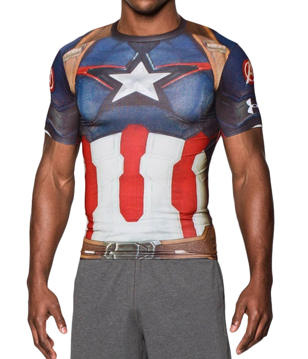 T-shirt mens Alter Ego Captain America Compression colore Blue Red - Armour - SportIT.com