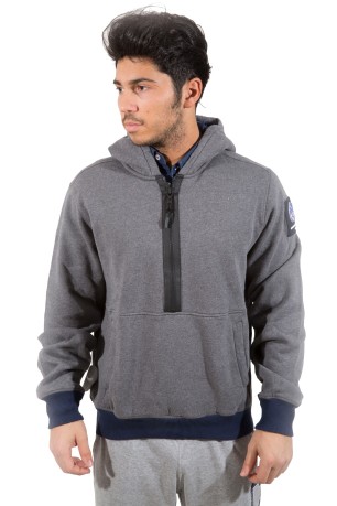 Men's sweatshirt Hooded Half-zip gray blue