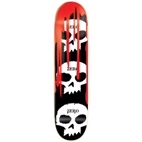 Skateboard Deck 3 Skull Blood R7 8.1 black red