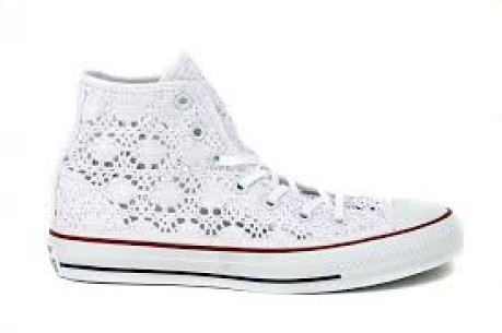 Zapatos Hi Lienzo de Crochet blanco