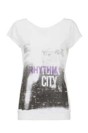 Damen T-shirt Print-City-weiß -