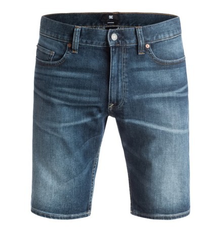 Bermuda Herren Jeans Washed Straight blau