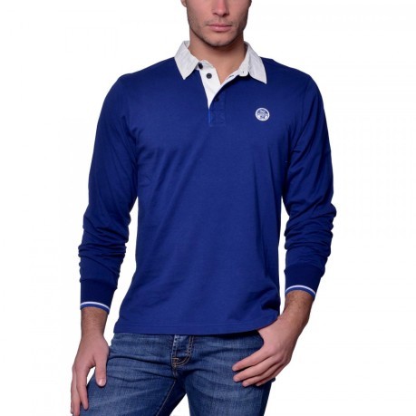 Poloshirt Kragen-Hemd weiß blau