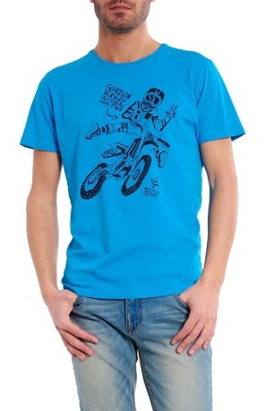Camiseta de los hombres de la Motocicleta frente azul
