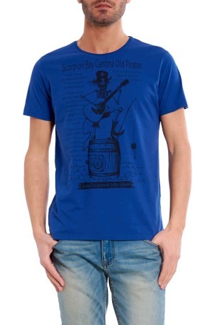 T-Shirt homme de la Cave à vin Vieux Pirates bleu avant