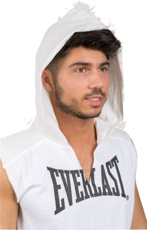 T-Shirt Uomo Smanicata Con Cappuccio bianco grigio 