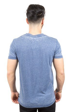 T-Shirt Hombre Flameado Con Escritura azul