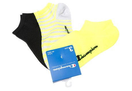 Calcetines de las señoras Tri-Pack de Zapatillas de deporte Campeón deportes amarillo-blanco