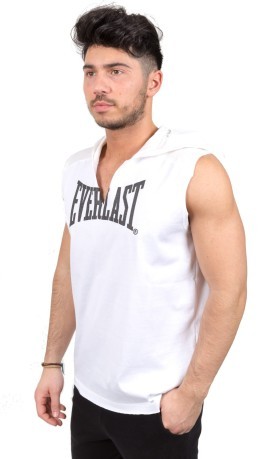 T-Shirt Homme sans Manches Avec Capuche gris blanc