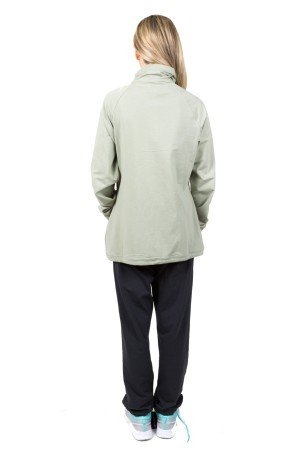 Trainingsanzug Damen Baumwolle Lycra Full Zip-grau-grün vorne