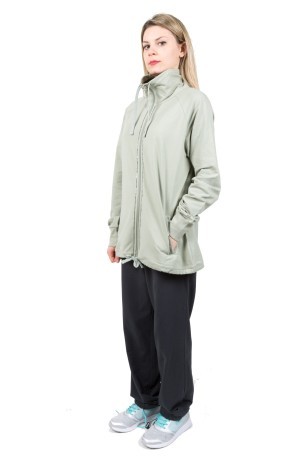 Trainingsanzug Damen Baumwolle Lycra Full Zip-grau-grün vorne