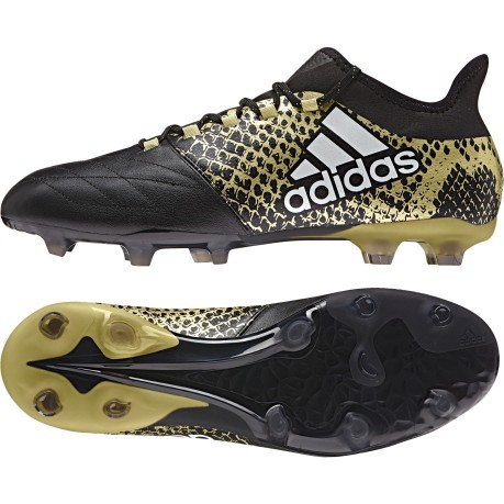 Zapatos de fútbol X 16,2 FG Cuero negro amarillo