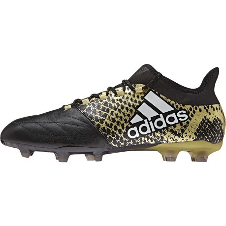 Zapatos de fútbol X 16,2 FG Cuero negro amarillo