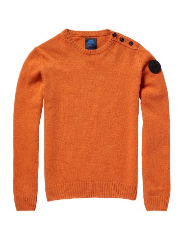 Suéter de los Hombres de cuello redondo Con Botones-naranja