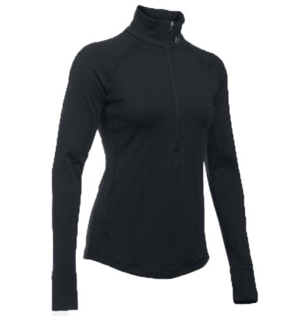 T-Shirt Damen mit ColdGear-Basic half Zip schwarz