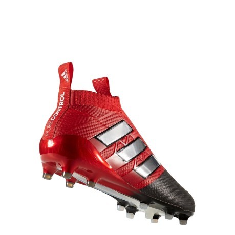 Zapatos de fútbol Ace 17+ Puro de Control de FG blanco rojo