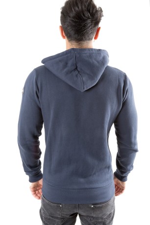 Herren sweatshirt mit Durchgehendem Reißverschluss Mit Kapuze blau