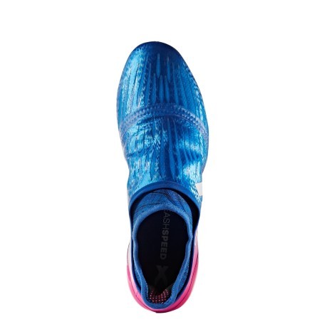 Zapatos de fútbol X 16+ Purchaos FG azul rosa