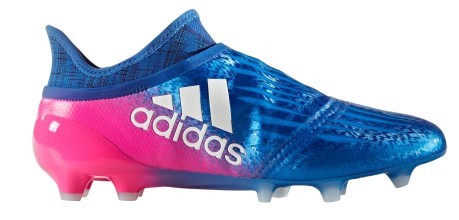 Zapatos de fútbol X 16+ Purchaos FG azul rosa