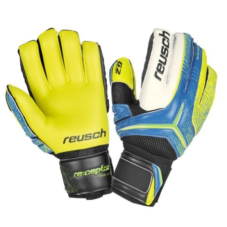 Football gloves Receptor Prime G2 Ortho-Tec Reusch blue yellow
