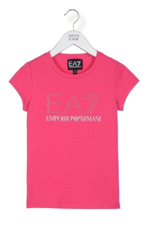 T-Shirt Fille en Train Logo de la Série rose