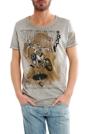 T-Shirt Herren Leichtes Print-grau Motorrad