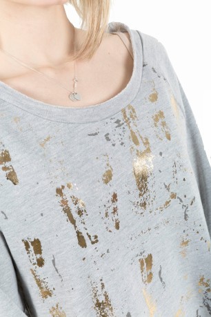 Sweatshirt Woman Brushed gray Gold