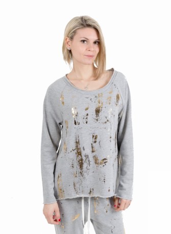 Sweat-shirt Femme en Or gris Brossé