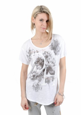 T-Shirts Woman Flower Print black