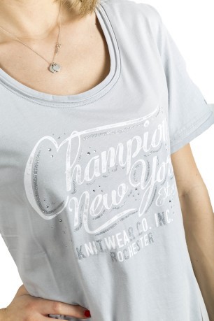 Women T-Shirt Written with Glitter grey