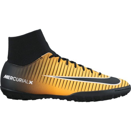 Chaussures de Football Nike MercurialX Victoire DF TF-noir-jaune -