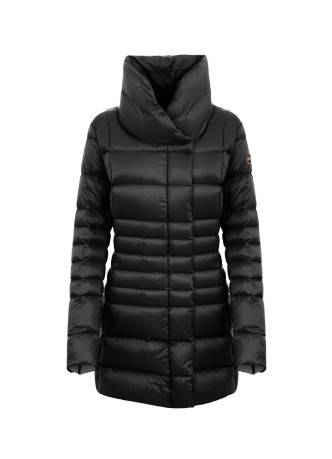 Quilted jacket ladies Satin Effect Medium Length black