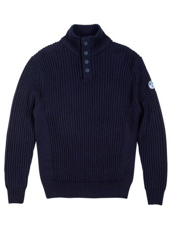 Pullover Mann Fisherman Cotton/Wool blau modell