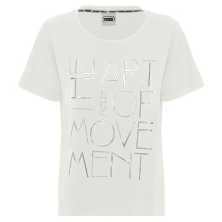 T-Shirt Donna Stampa in Rilievo bianco 
