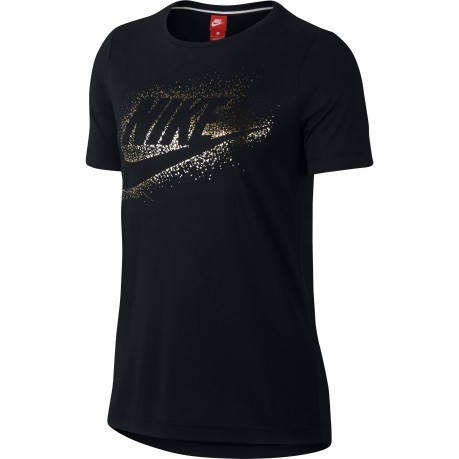 T-Shirt Donna Maniche Corte Sportswear Essential  nero oro