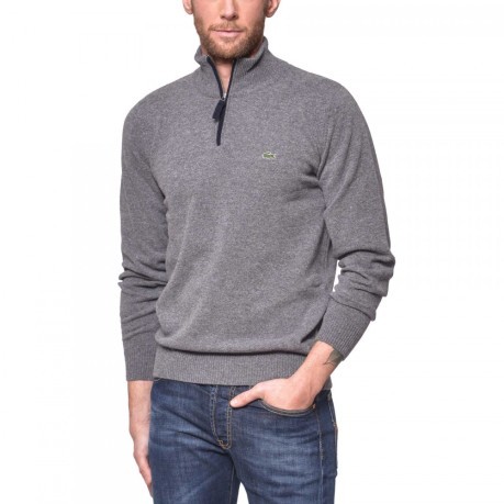Sweater Half Zip blue Wool