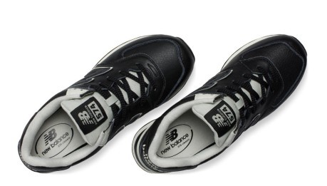 Los zapatos, el Hombre M 574 Cuero negro blanco