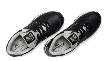 Shoes, Man M 574 Leather black white
