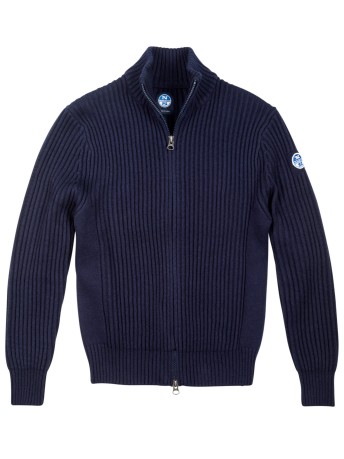 Sweater Man Fishermann Cotton/Wool Full Zip blue model
