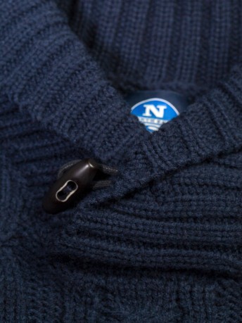 Sweater Man Shawl Collar Fisherman colore Blue - North Sails