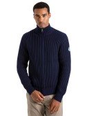 Pullover Mann Fishermann Cotton/Wool Full Zip-blau modell