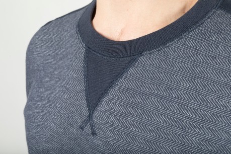 Herren sweatshirt Fleece Fabric-Rundhalsausschnitt-blau