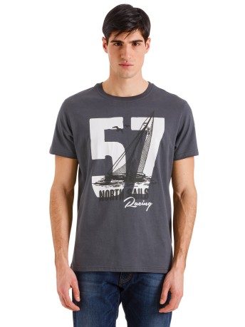 Hombres T-shirt Gráfico 57 gris modelo