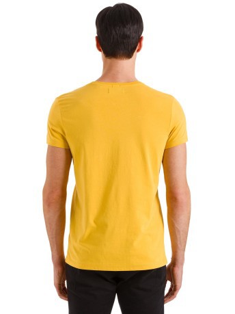 Männer T-Shirt Printed Logo gelb modell