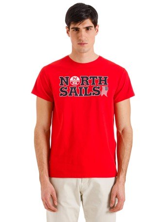 Männer T-Shirt Printed Logo Usa rot modell