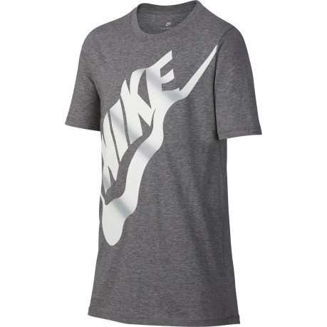 T-Shirt Jungen Sportswear-Logo grau weiß